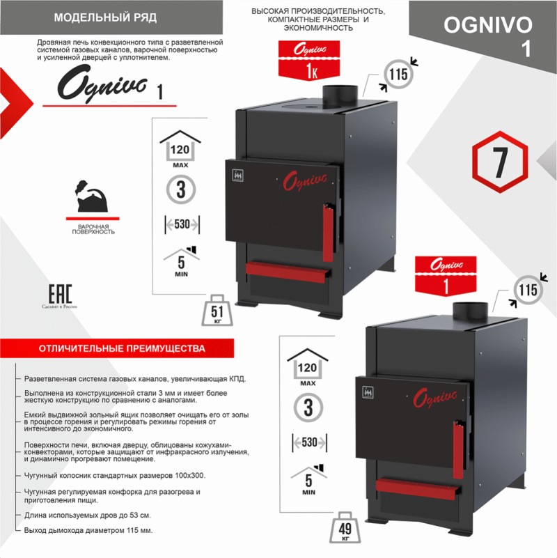Печь отопительная Ognivo 1 простая
